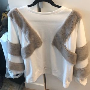 Zara oversized sweater with faux fur detailing